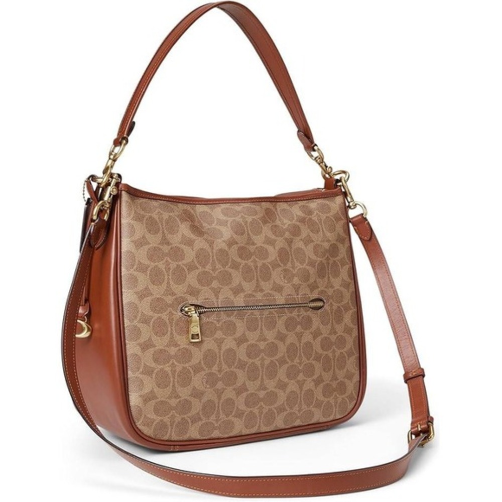 NWT COACH Coated Canvas Signature‎ Cary Shoulder Bag in Tan Rust - Picture 2 of 16